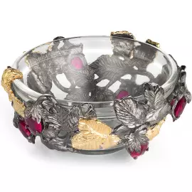 Розетка для варенья "Земляника" с серебром и рубинами